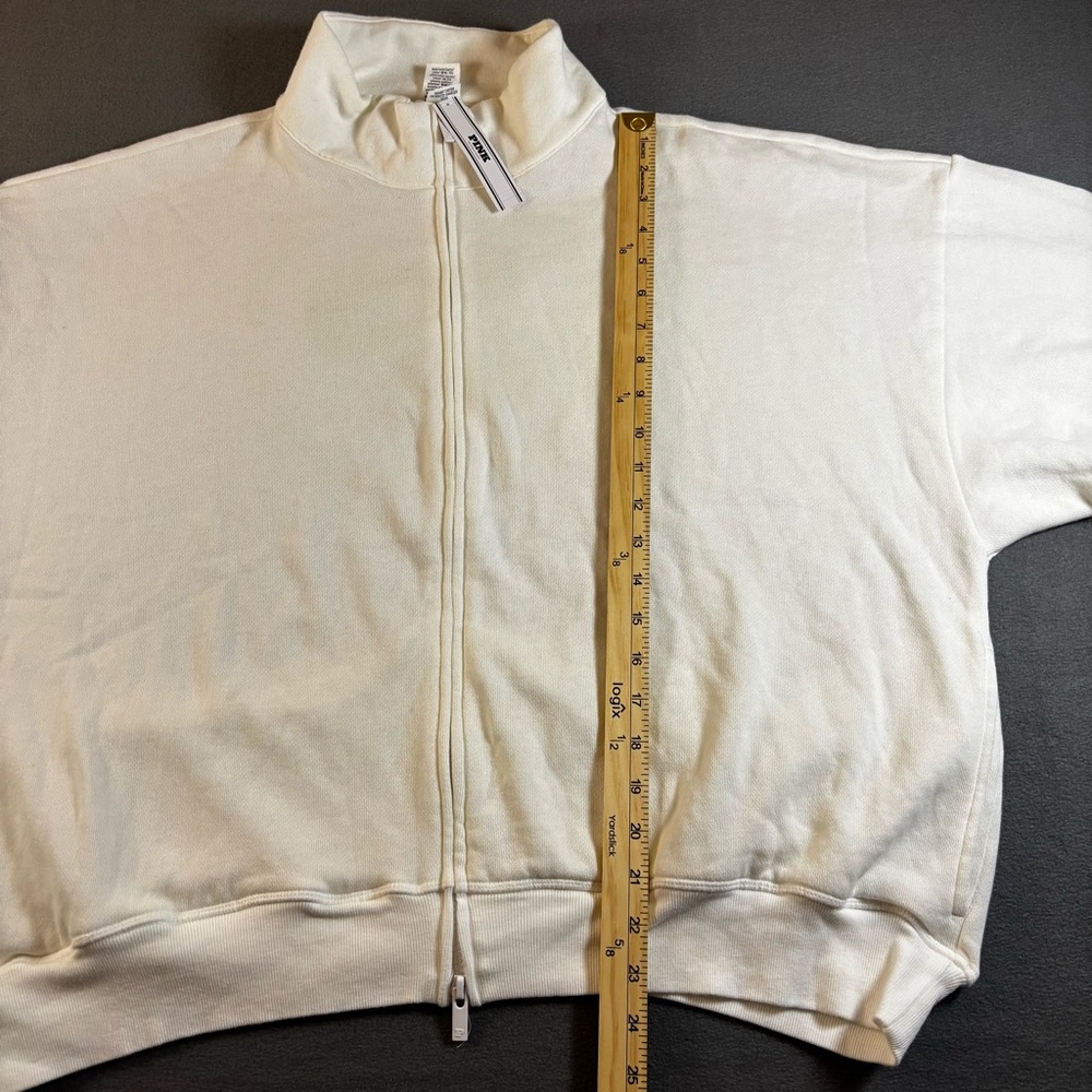Victoria's Secret Pink Sports Club Full Zip Sweatshirt White XL - Picture 8 of 9